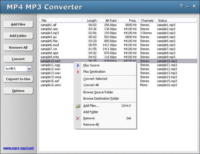 Convert MP4 to MP3 and MP3 to MP4 and support more than 100 file formats.