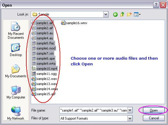 Choose one or more VQF files